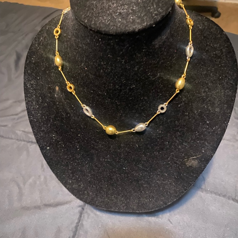 Chic Gold and Silver Beaded Necklace